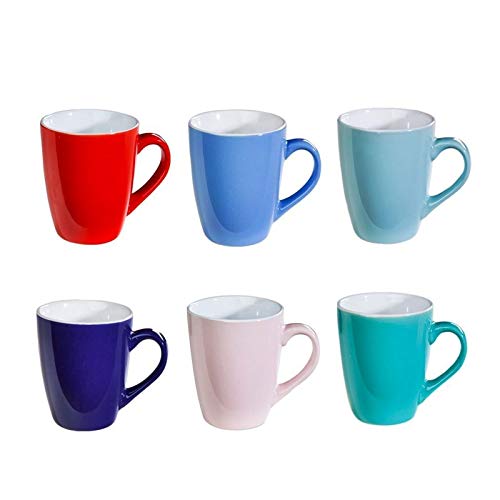 6er Set Bunte Kaffee-Becher AMELIE Mug aus Keramik im Set für a 200ml [Randvoll] in 6 schönen Pastell Farben. Genießen Sie Ihren Tee, Kaffe oder Cappuccino aus diesen Kaffee-Tassen