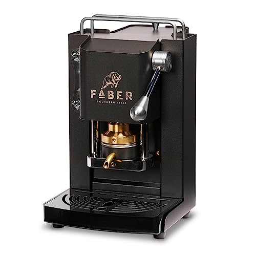 FABER COFFEE MACHINES | Modell Pro Mini Deluxe | Kaffeemaschine für ESE-Pads 44 mm | Chrom-Finish | Padpresse aus Messing (Mat Black)