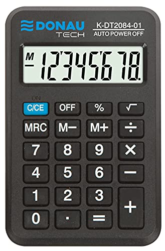 Taschenrechner DONAU TECH/K-DT2084-01 8-Stellig Wurzelfunktion/ 97x60x11mm/ Farbe: Schwarz/Rechner Anzeige/Batteriebetrieb/Kompaktes Design