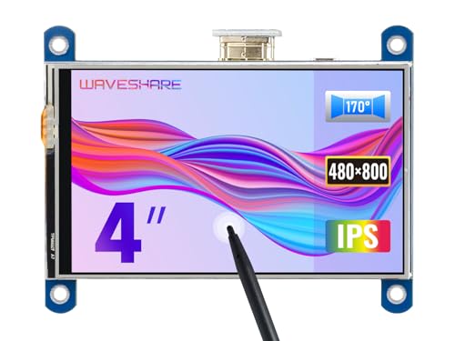 Waveshare 4inch Display for Raspberry Pi 4 Resistive Touchscreen IPS Moitor Panel 800x480 Resolution HDMI LCD Compatible for All Raspberry Pi Raspbian/Ubuntu/Kali/Retropie Drivers Provided