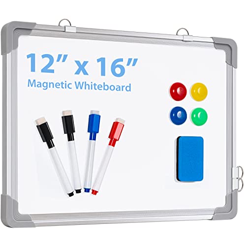 Whiteboard Monatsplaner Magnetisch - 40x30cm Magnettafel Whiteboard Kalender,HäNgende Doppelseitige Tafel füR Planung, Liste, Zeichnen, Schule, Zuhause, BüRo (Silber)