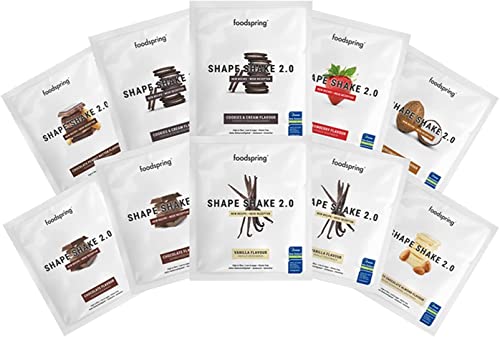 foodspring Shape Shake 2.0, 10er Probierpaket, 10x60g, Mahlzeitenersatz zum Abnehmen*, Proteinreich, 24 Vitamine & Mineralien