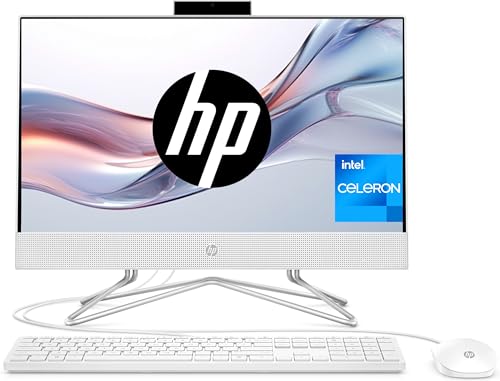 HP All-in-One 22-dd2001ss All-in-One-Computer mit 54,9 cm (21,5 Zoll) Full HD (Intel Celeron J4025, 8 GB RAM, 256 GB SSD, Intel UHD 600 Grafiken, ohne Betriebssysteme) Weiß - spanische QWERTY-Tastatur