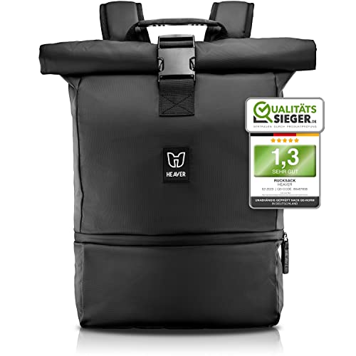 HEAVER® Rolltop Rucksack –Super praktischer Daypack- Ergonomischer u. sicherer Transport deiner Gegenstände und Laptop bei jedem Wetter- Damen/Herren