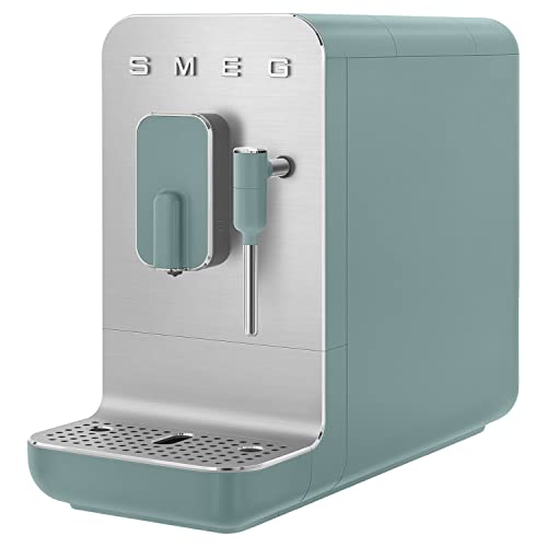 SMEG BCC02EGMEU Automatische Kaffeemaschine mit Milchaufschäumdüse, Plastic, Smaragd Green-Matt