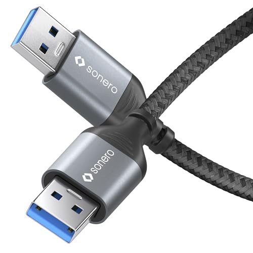 Sonero® USB-A auf USB-A Datenkabel, Verbindungskabel, USB Kabel Typ A, USB 3.0, 5GB/s, space grey/schwarz, 1,50m