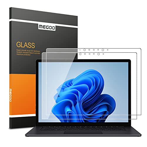 MEGOO [2 Stück] Surface Laptop 5 Displayschutzfolie, Gehärtetem Glass, HD-Klar, Reibungslose Berührung Kompatibel Schutzfolie für Microsoft Surface Laptop 5/4/3/2/1-13,5 Zoll
