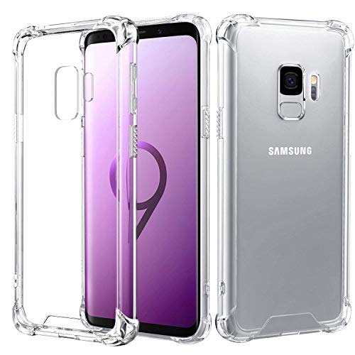 Hülle für Samsung Galaxy S9 Transparent Ultra Dünne weiche TPU Handyhülle Flexible Klar Case Cover [Bumper mit verstärkten Ecken] Rückseite