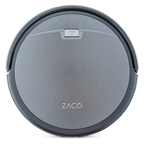 ZACO A4s Saugroboter mit Fernbedienung, einfache Bedienung, über 2 Std staubsaugen, Staubsauger Roboter für kurzflorigen Teppich, leise, Fallschutz, 450ml Staubtank, Ladestation, für Tierhaare