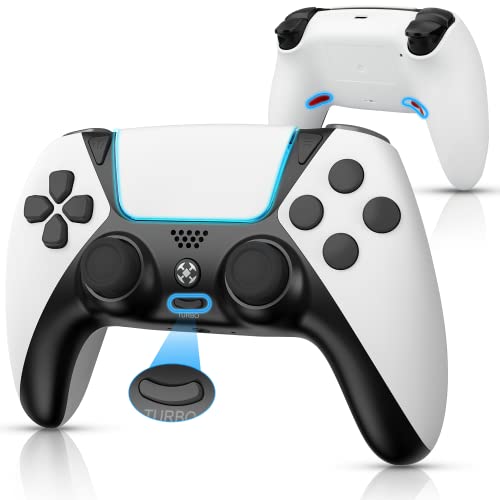 OUBANG Control for PS4 Controller, Game Remote for Elite PS4 Controller with Turbo, Steam Gamepad Work with Playstation 4 Controller with Back Paddle, Scuf Controllers for PS4/Pro/PC/IOS/Android,White