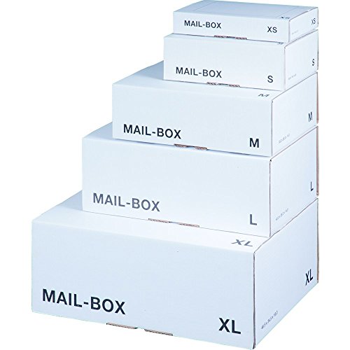 karton-billiger Mail-Box Versandschachtel, XS, S, M, L, XL in 3 Farben, 20Stück (S - 249x175x79mm, weiß)