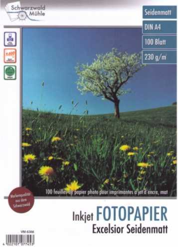 Schwarzwald Mühle Photopapier: 100 Bl. Fotopapier 'Excelsior matt' 230g/m² A4 (Photopapier A4, Fotopapier für Drucker, Fotodrucker)