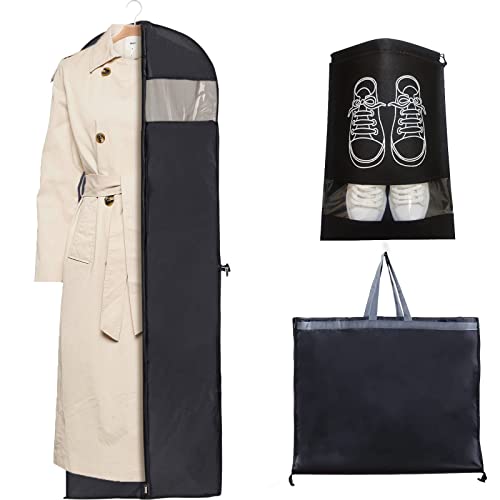 Kleidersack Lang 180 cm x 60 cm+Schuhbeutel,wasser staubdichter kleidersäcke,mit Reißverschluss Kleidersäcke Anzug,faltbarer tragbarer Kleidersack taschen für brautkleider Abendkleider Lange Mäntel
