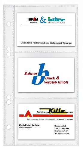 VELOFLEX 5352000 - Visitenkartenhüllen 110 x 210 mm, für 6 Karten pro Hülle, transparent, 10er Packung