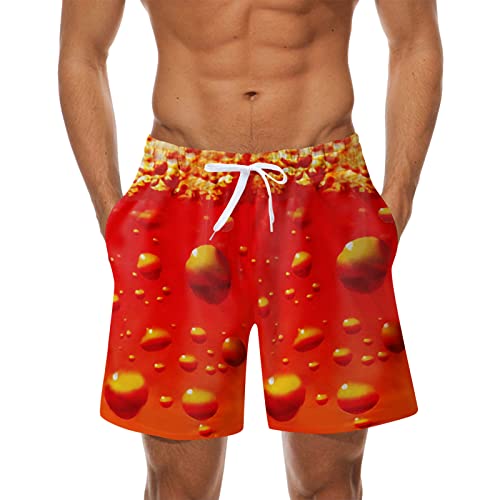 Men 's Summer Fashions lässige atmungsaktive Mesh-Bedruckte Beachhosen Black White Board Shorts Men Badehose L (Red, XL)
