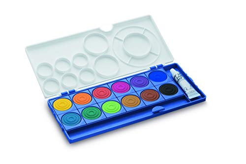 LAMY aquaplus Deckfarben 510 – Brillianter Deckfarbkasten mit Farbkreis nach Johannes Itten in der Farbe Blau mit 12 Farben – ideal im Schulunterricht