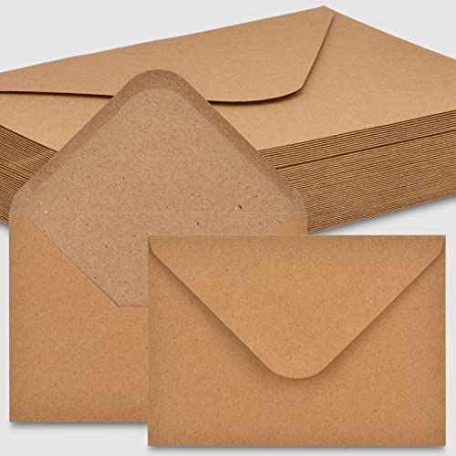 DealKits Kraftpapier Umschläge, 100 Stück Briefumschläge DIN C6, 130 g/m², Briefhülle für Grußkarten Einladungen Geburtstagskarten, Nassklebung Spitzklappe Umschläge ohne Fenster (11,4 x 16,2 cm)
