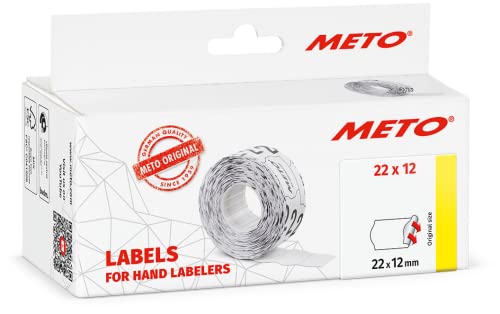 Original Meto Preisauszeichner Etiketten (22x12 mm, 1-Zeilig, 6.000 Stück, weiß, permanent, Preisetiketten für Meto, Contact, Sato, Avery, Tovel, Samark etc.)