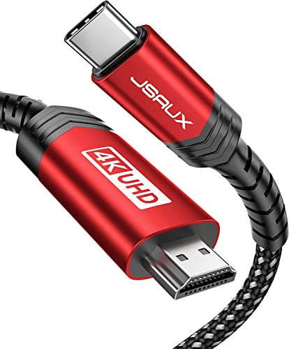 JSAUX USB-C auf HDMI Kabel 3M [4K@60Hz], USB Typ C zu HDMI Kabel [Thunderbolt 3 Kompatibel] für MacBook Pro 2021, Macbook Air, iPad Pro 2020, Samsung Galaxy S22/ S21, Surface Book 2 Usw - Rot