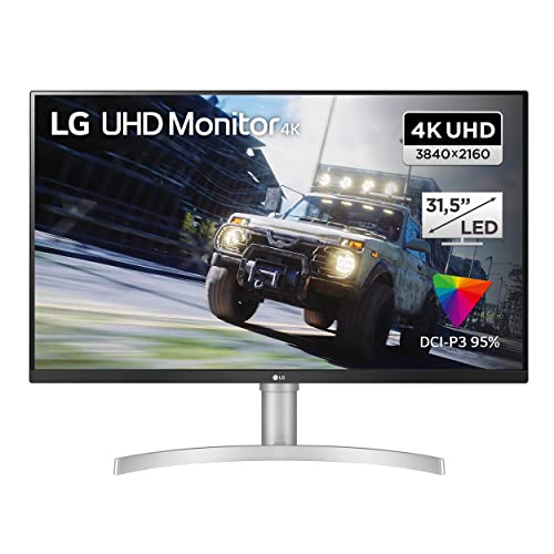 LG UHD 4K Monitor 32UN550-W.AED 80 cm - 31,5 Zoll, HDR10, AMD FreeSync, MAXXAUDIO, 350 cd/m², Silber weiß, Schwarz