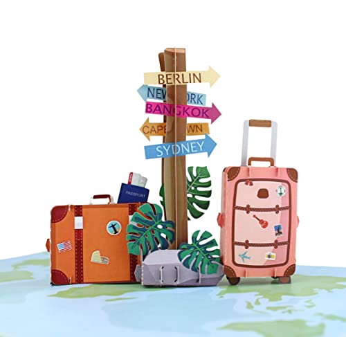 MOKIO® Pop-Up Karte Reise – 3D Grußkarte zum Urlaub, Geburtstag, Abschied oder für Urlaubsgeld