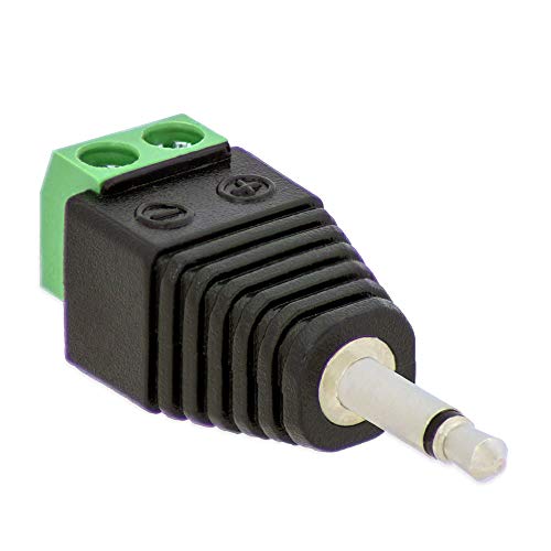 1x Klinken Stecker 3,5 mm Adapter Mono  Terminal Block 2-Pin Kabel Schraub Klemmen