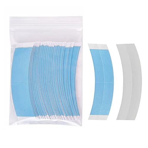 Longbest 36 Stück Lace Front Wig Tape Doppelseitiges Klebeband Wasserdichtes Lace Wig Tape mit Trennlinie C-förmig für Haarverlängerung Lace Front Perücke Stützband (Blau 1/4)