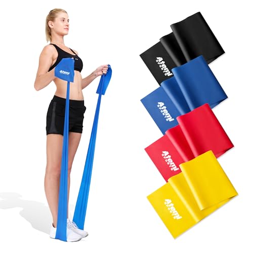 Fitnessbänder [Einzeln oder Set] | 1,2m/2m Widerstandsband für Physiotherapie & Fitness | Lange Übungsbänder für Frauen & Männer | Gymnastikband (#2 Rot (Mittel), 2m)
