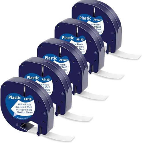 MarkField kompatible für Dymo Letratag Etikettenband 12mm x 4m, kompatible Dymo Etikettenband Kunststoff White Schriftband Funktioniert für Dymo Letratag LT-100H XR LT-100T 200B, Schwarz auf Weiß