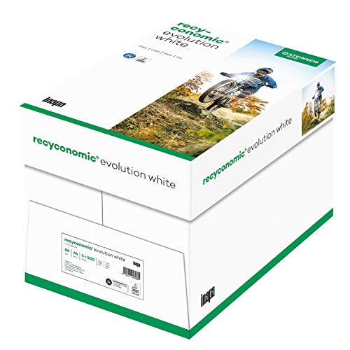 inapa Recycling-Papier, Druckerpapier Recyconomic evolution white, 80 g/m ², A4, 2500 Blatt (5x500), weiß