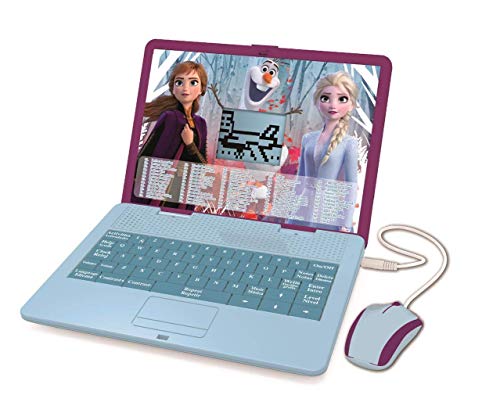 Lexibook JC598FZi3 Disney Frozen 2-Zweisprachiger Laptop für Bildungszwecke Englisch und Deutsch, 124 Aktivitäten, Mathematik, Logik, Musik, Uhr, Spiele-Spielzeug für Mädchen