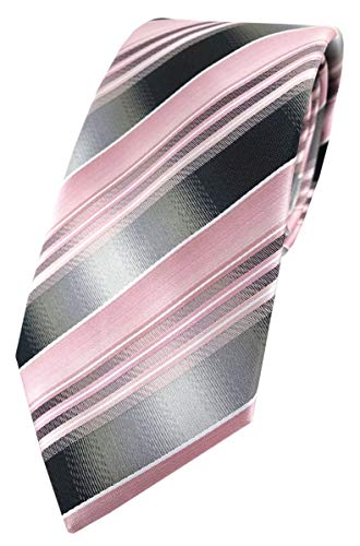 TigerTie Designer Krawatte in rosa hellrosa silber anthrazit grau gestreift