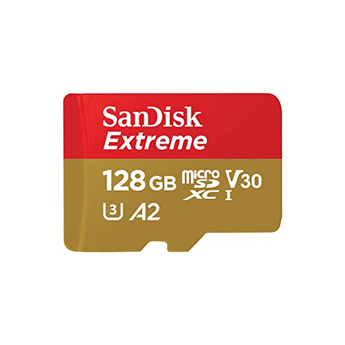 SanDisk Extreme microSDXC UHS-I Speicherkarte 128 GB + Adapter (Für Smartphones, Actionkameras und Drohnen, A2, C10, V30, U3, 190 MB/s Übertragung, RescuePRO Deluxe)