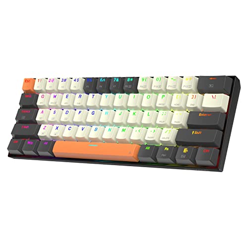 Redragon K644 SE 65% kabellose RGB-Gaming-Tastatur mit 3 Modi, 61 Tasten, Hot-Swap-fähige, kompakte mechanische Tastatur mit Hot-Swap-PCB-Sockel und kreativem 1,2-mal größerem, rote linearem Schalter