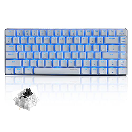 FELiCON AK33 USB-Kabelgebundene Mechanische Gaming-Tastatur, 80% Black Switch Keyboard mit Blaue-LED-Hintergrundbeleuchtung, 82 Tasten Anti-Ghosting-Metallpanel für PC, Mac und Laptop-Weiß