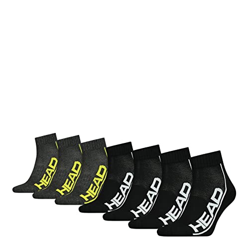 HEAD Damen Herren Unisex Performance Quarter Socken Sportsocken 7er Pack (39-42, Black/Dark Grey)