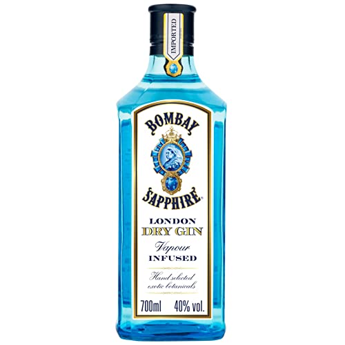 Bombay Sapphire Distilled Premium London Dry Gin, per Dampfinfusion hergestellt mit 10 erlesenen exotischen Botanicals, ideal für die Hausbar und als Geschenk ab 18, 40% Vol., 70 cl/700 ml