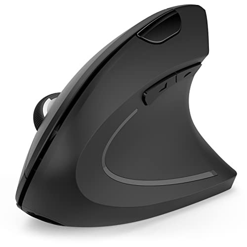seenda Ergonomische Maus Kabellos, 2.4G und Dual Bluetooth 4.0 Maus für bis zu 3 Geräte, Wiederaufladbare Vertikale Maus mit 6 Tasten für PC/Laptop, DPI 1000/1600/ 2400, Leise klick(Schwarz)