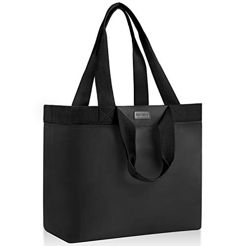 CHICECO XXL Große Shopper Einkaufstasche für Damen für die Arbeit im Fitnessstudio Wasserdichte Strandtasche aus Nylon - Schwarz