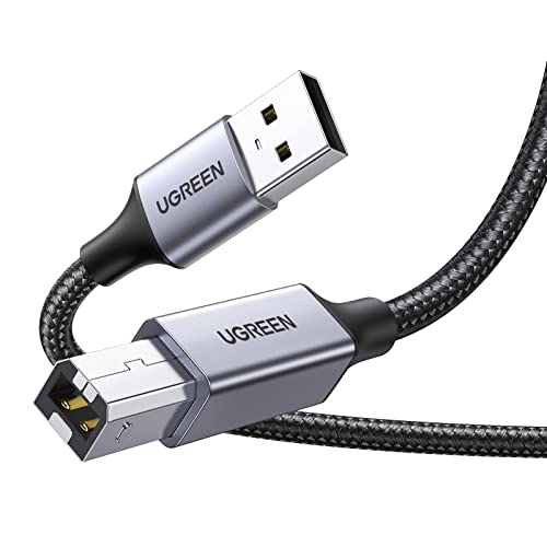 UGREEN Druckerkabel USB 2.0 Typ B USB Kabel USB A auf USB B Printer Cable Kompatibel mit HP, Canon, Epson, Lexmark, Dell, Brother (2m)