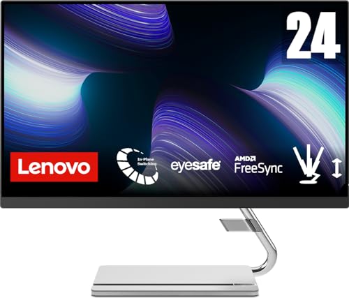 Lenovo Q24i-20 | 23,8' Full HD Monitor | 1920x1080 | 75Hz | 300 nits | 4ms Reaktionszeit | HDMI | DisplayPort | AMD FreeSync | integr. Lautsprecher | höhenverstellbar | schwarz
