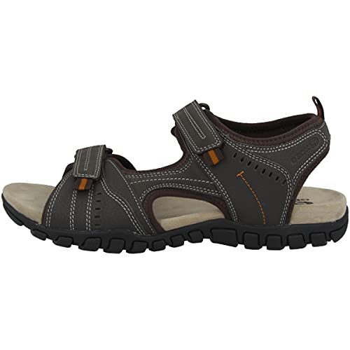 Geox Herren Trekking Sandalen Sand.MITO U92Q2A Männer Outdoor-Sandale,Sport-Sandale,Profilsohle,Doppelklett-Verschluss,BRAUN,42