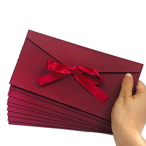 10 Stück Schöne Briefumschläge Umschläge mit Schleife Blanko Retro Kraftpapier-leere Festliche Postkarte Umschlag für Weihnachten Geburtstag Valentinstag Hochzeit Geschenk Karten