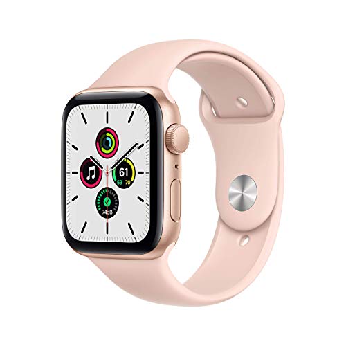 Apple Watch SE GPS, 44 mm goldenes Aluminiumgehäuse mit rosa Sand Sportband (Generalüberholt)