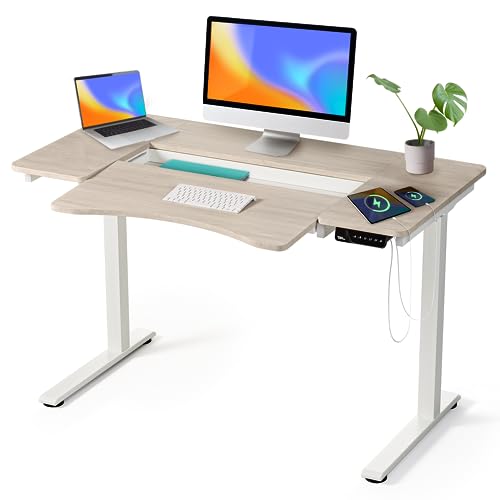smart planner Höhenverstellbarer Schreibtisch (120 x 60cm) - Schreibtisch Höhenverstellbar Elektrisch mit digitalem Display, Tastaturablage, USB/USB-C Ladeanschluss, Stauraum - Schreibtisch Weiß