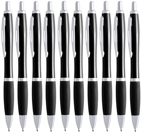 NIPORO 50 Kugelschreiber Schwarz ergonomisch mit Mine in Blau und rutschfester Griffzone (Schwarz)
