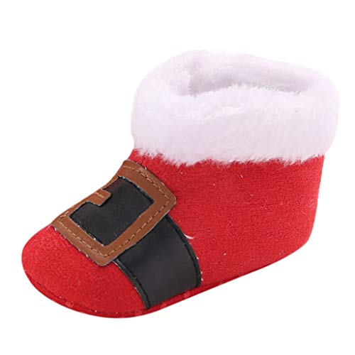 Lazzboy Unisex Baby Hausschuhe Weihnachten Kleinkind Kind Mädchen Jungen Herde Winter Warme Schneeschuhe Bootie Schuhe(Rot-4,13)