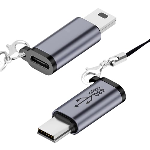Seminer USB C zu Mini USB Adapter (2er Pack), Typ-C Buchse zu Mini USB Stecker Konvertieren, USB Mini zu USB C Adapter Kompatibel mit Digitalkameras, Computer, GPS