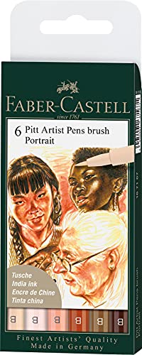 Faber Castell 167167 - Tuschestift PITT artist pen B, Farbmix Portrait, 6 Stück