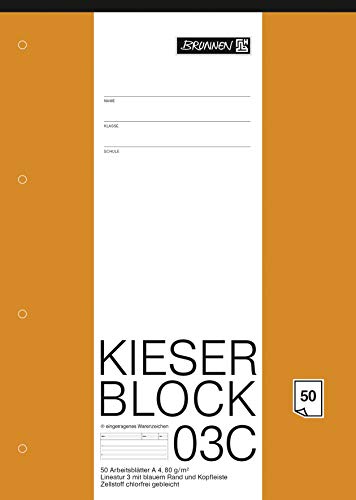 Brunnen 1042923 Kieser-Block Lineatur 3 (A4, 50 Blatt, blanko, 80 g/m², Klasse 3)